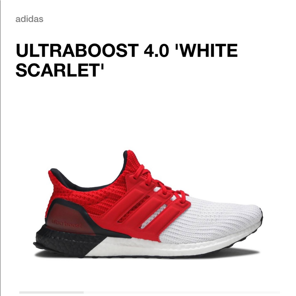 Men’s Adidas ultraboost red/white. Almost new!